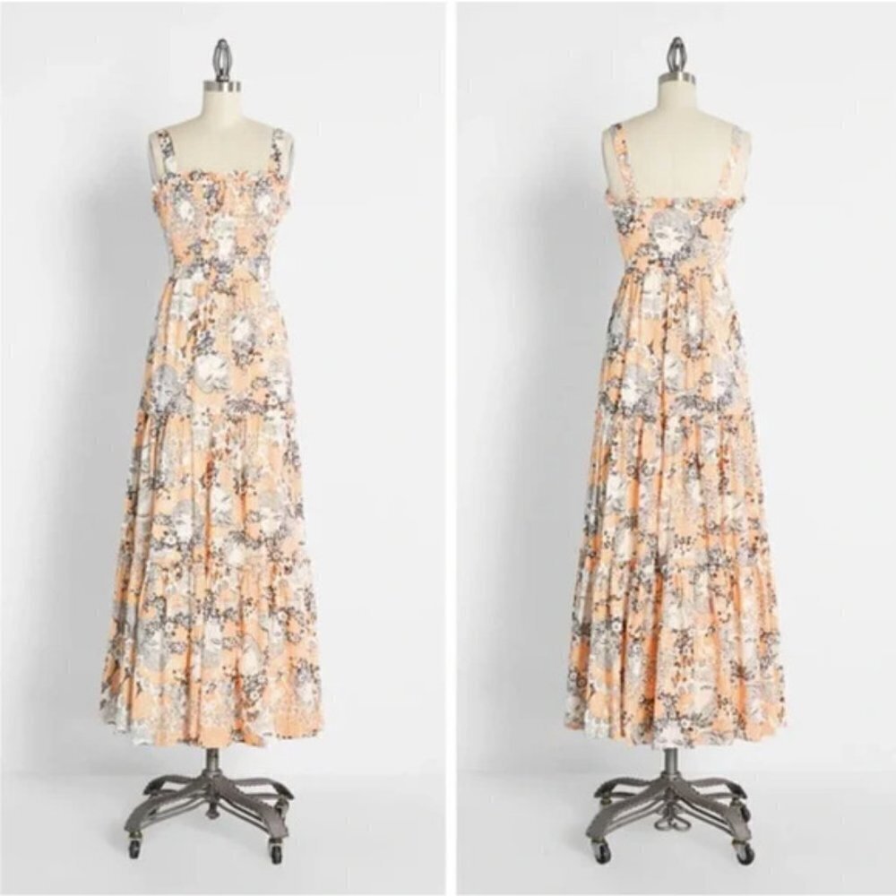 Modcloth Boho on the Range Maxi Dress Faces Print Medium NWT